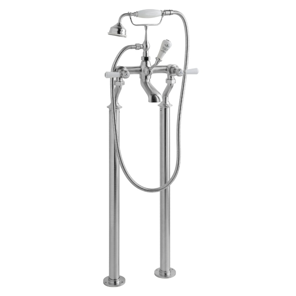 BC Designs Victrion Lever Brushed Chrome Freestanding Bath Shower Mixer Cut Out